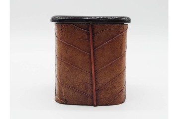 中村宗悦　遠山蒔絵と内金が趣深い柿の葉茶器　共箱付き　(R-090671)