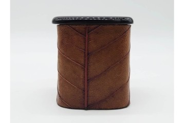 中村宗悦　遠山蒔絵と内金が趣深い柿の葉茶器　共箱付き　(R-090671)
