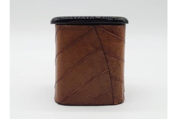 中村宗悦　遠山蒔絵と内金が趣深い柿の葉茶器　共箱付き　(R-090671)