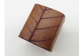 中村宗悦　遠山蒔絵と内金が趣深い柿の葉茶器　共箱付き　(R-090671)