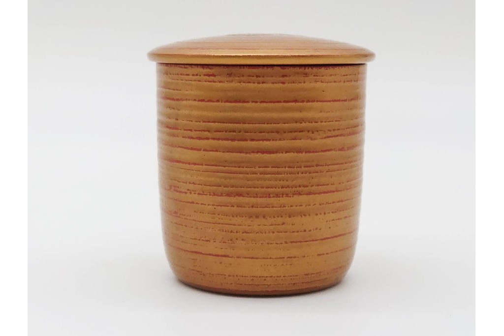 高井泰令　菊桐蒔絵が味わい深い茶入　共箱付き　(R-090674)
