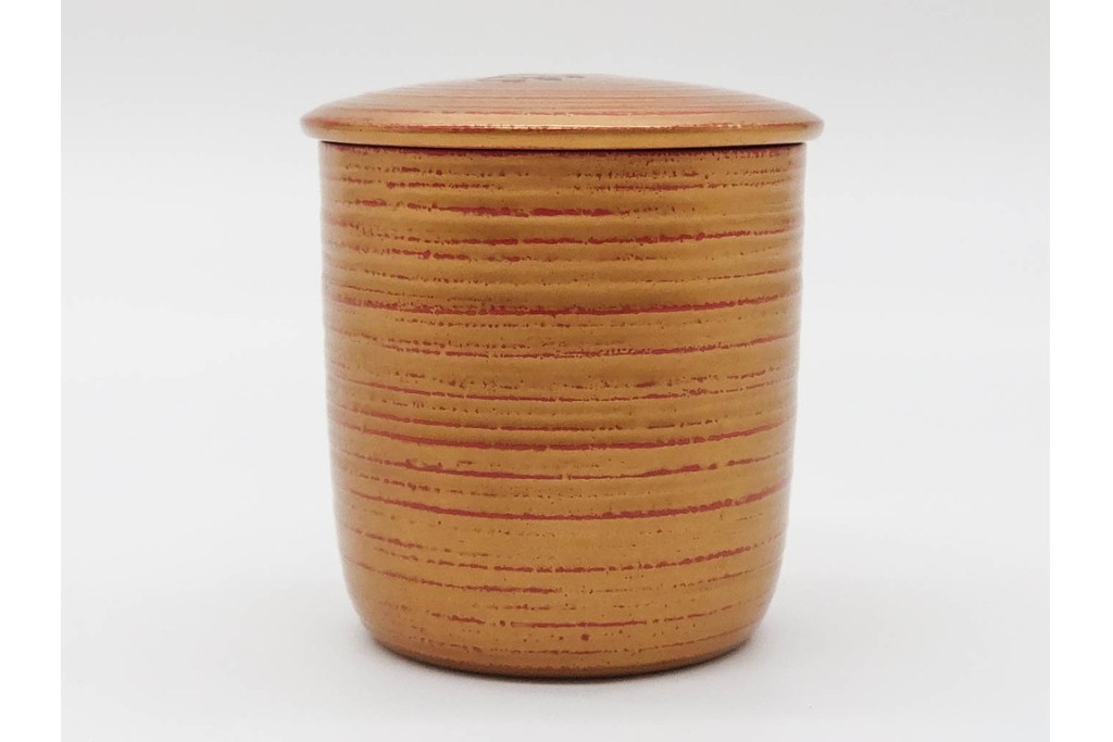 高井泰令　菊桐蒔絵が味わい深い茶入　共箱付き　(R-090674)