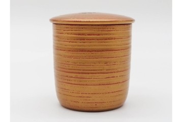 高井泰令　菊桐蒔絵が味わい深い茶入　共箱付き　(R-090674)