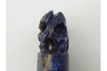 篆刻家 河西笛洲　おそらく青金石(ラピスラズリ)　花鳥の彫刻が目を引く印材　(R-090675)