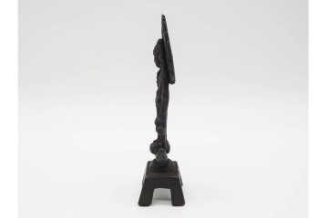 時代物　中国?日本?　古銅　 観音菩薩仏像と玉乗親子獅子の置物2点セット　(R-090686)