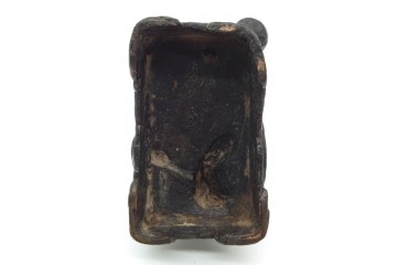 時代物　中国?日本?　古銅　 観音菩薩仏像と玉乗親子獅子の置物2点セット　(R-090686)