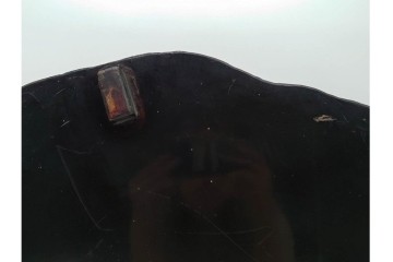 時代物　根来塗　使い込まれた風合いが味わい深い足付盆　(R-090688)