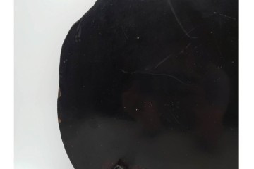時代物　根来塗　使い込まれた風合いが味わい深い足付盆　(R-090688)