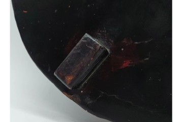 時代物　根来塗　使い込まれた風合いが味わい深い足付盆　(R-090688)