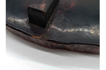 時代物　根来塗　使い込まれた風合いが味わい深い足付盆　(R-090688)