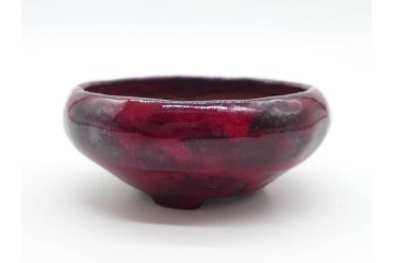 香山　鶏血釉の深い紅色が美しい盆栽鉢　(R-090689)