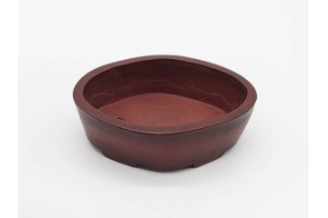 時代物　1点に東福寺の銘あり　楕円型・丸型　支那鉢や朱泥鉢の盆栽鉢3点セット　(R-090691)