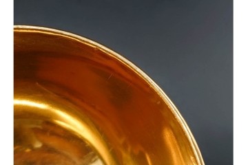 フランスアンティーク　Sevres(セーブル)　金彩　深いブルーとピンクの薔薇の対比が美しいカップ&ソーサー　ケース付き　(R-090695)