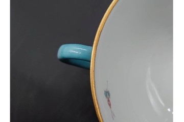 希少!　ハンガリー　HEREND(ヘレンド)　トゥッピーニの角笛　気品漂うダブルハンドルのカップ&ソーサー3客セット　(R-090696)