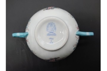希少!　ハンガリー　HEREND(ヘレンド)　トゥッピーニの角笛　気品漂うダブルハンドルのカップ&ソーサー3客セット　(R-090696)