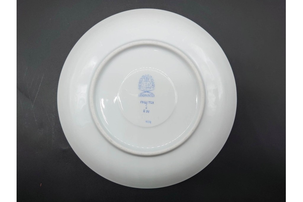 希少!　ハンガリー　HEREND(ヘレンド)　トゥッピーニの角笛　気品漂うダブルハンドルのカップ&ソーサー3客セット　(R-090696)