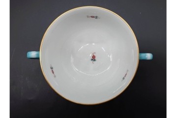 希少!　ハンガリー　HEREND(ヘレンド)　トゥッピーニの角笛　気品漂うダブルハンドルのカップ&ソーサー3客セット　(R-090697)