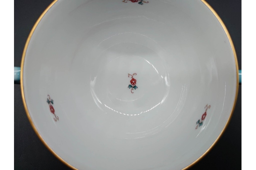 希少!　ハンガリー　HEREND(ヘレンド)　トゥッピーニの角笛　気品漂うダブルハンドルのカップ&ソーサー3客セット　(R-090697)
