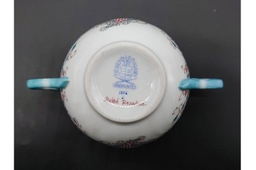 希少!　ハンガリー　HEREND(ヘレンド)　トゥッピーニの角笛　気品漂うダブルハンドルのカップ&ソーサー3客セット　(R-090697)
