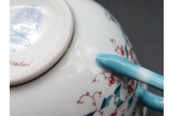 希少!　ハンガリー　HEREND(ヘレンド)　トゥッピーニの角笛　気品漂うダブルハンドルのカップ&ソーサー3客セット　(R-090697)