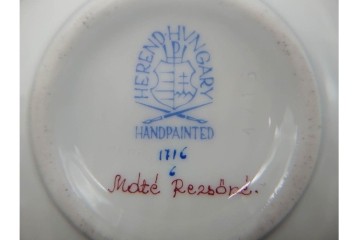 希少!　ハンガリー　HEREND(ヘレンド)　トゥッピーニの角笛　気品漂うダブルハンドルのカップ&ソーサー3客セット　(R-090697)