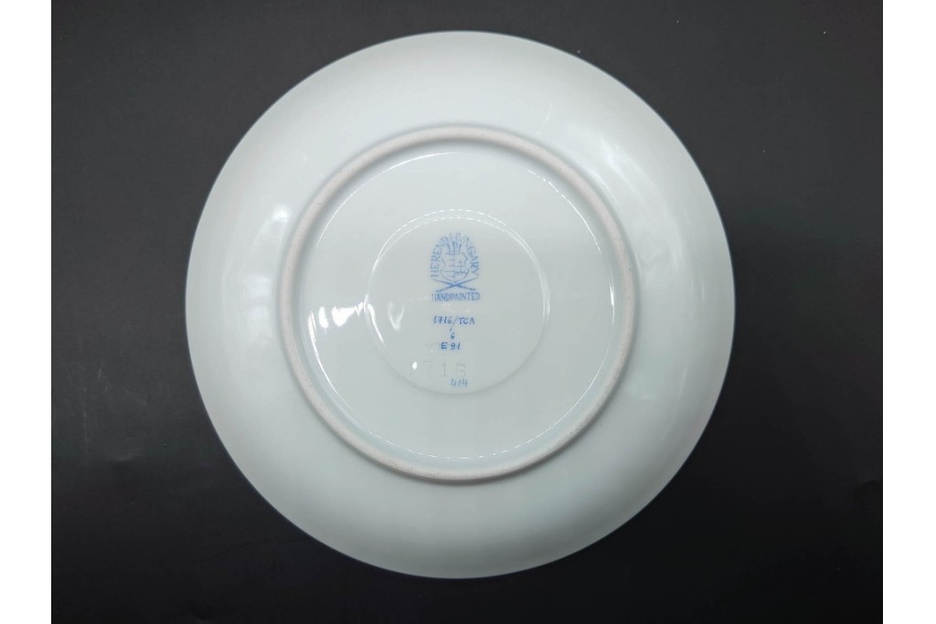 希少!　ハンガリー　HEREND(ヘレンド)　トゥッピーニの角笛　気品漂うダブルハンドルのカップ&ソーサー3客セット　(R-090697)