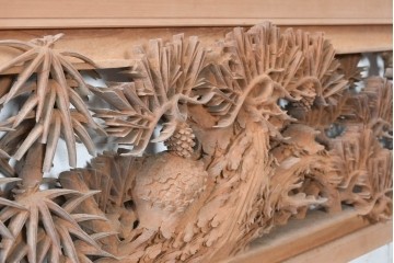 ヴィンテージ建具　昭和中期　最高級　井波彫刻　松と竹を緻密に彫り上げた両面彫刻欄間1枚　(R-090700)