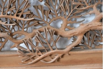 ヴィンテージ建具　昭和中期　最高級　井波彫刻　松と竹を緻密に彫り上げた両面彫刻欄間1枚　(R-090700)