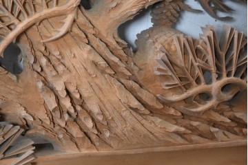ヴィンテージ建具　昭和中期　最高級　井波彫刻　松と竹を緻密に彫り上げた両面彫刻欄間1枚　(R-090700)