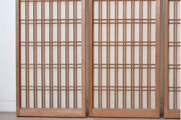 ヴィンテージ建具　昭和中期　繊細な格子意匠が上品な書院窓4枚セット　(R-090705)