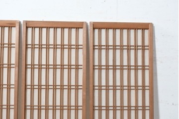 ヴィンテージ建具　昭和中期　繊細な格子意匠が上品な書院窓4枚セット　(R-090705)