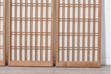 ヴィンテージ建具　昭和中期　繊細な格子意匠が上品な書院窓4枚セット　(R-090705)