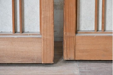 ヴィンテージ建具　昭和中期　繊細な格子意匠が上品な書院窓4枚セット　(R-090705)