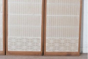 ヴィンテージ建具　昭和中期　蜀江文様の組子がアクセントを添える書院戸4枚セット　(R-090706)