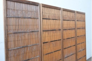 ヴィンテージ建具　昭和中期　素朴な風合いを楽しめる幅狭の夏戸4枚セット　(R-090708)