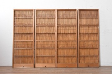ヴィンテージ建具　昭和中期　素朴な風合いを楽しめる幅狭の夏戸4枚セット　(R-090708)