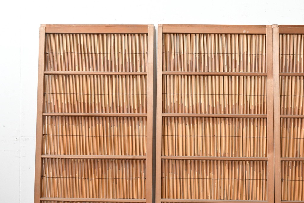 ヴィンテージ建具　昭和中期　素朴な風合いを楽しめる幅狭の夏戸4枚セット　(R-090708)