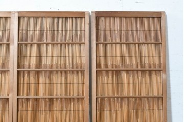 ヴィンテージ建具　昭和中期　素朴な風合いを楽しめる幅狭の夏戸4枚セット　(R-090708)