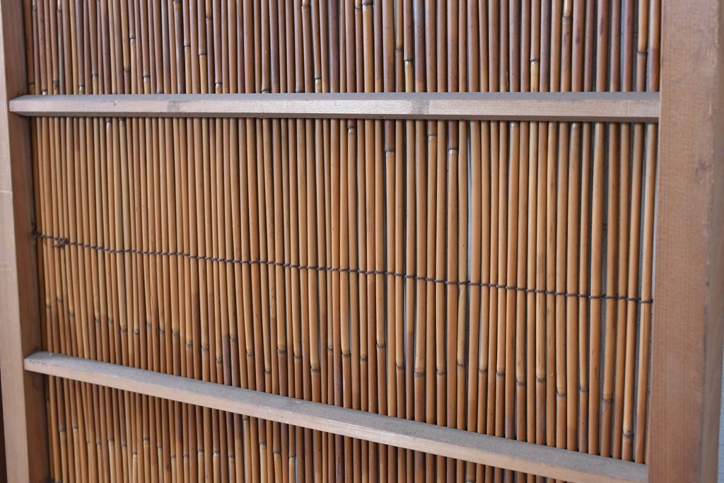 ヴィンテージ建具　昭和中期　素朴な風合いを楽しめる幅狭の夏戸4枚セット　(R-090708)