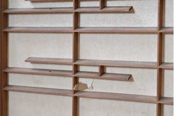 ヴィンテージ建具　昭和中期　流れる雲のような格子が趣深い障子窓4枚セット　(R-090709)