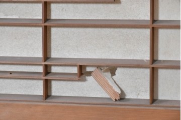 ヴィンテージ建具　昭和中期　流れる雲のような格子が趣深い障子窓4枚セット　(R-090709)