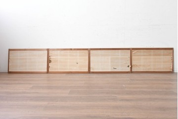 ヴィンテージ建具　昭和中期　流れる雲のような格子が趣深い障子窓4枚セット　(R-090709)