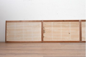ヴィンテージ建具　昭和中期　流れる雲のような格子が趣深い障子窓4枚セット　(R-090709)