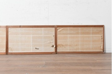 ヴィンテージ建具　昭和中期　流れる雲のような格子が趣深い障子窓4枚セット　(R-090709)