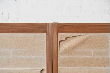 ヴィンテージ建具　昭和中期　流れる雲のような格子が趣深い障子窓4枚セット　(R-090709)