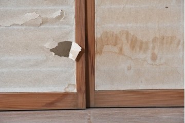 ヴィンテージ建具　昭和中期　流れる雲のような格子が趣深い障子窓4枚セット　(R-090709)