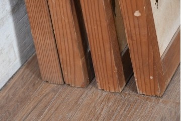 ヴィンテージ建具　昭和中期　流れる雲のような格子が趣深い障子窓4枚セット　(R-090709)