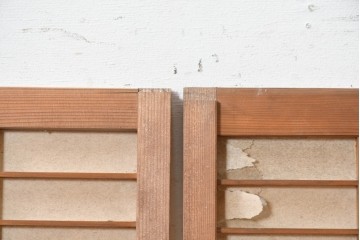 ヴィンテージ建具　昭和中期　格子が規則正しく並ぶシンプルな障子窓4枚セット　(R-090711)