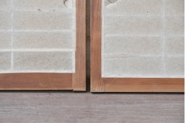 ヴィンテージ建具　昭和中期　格子が規則正しく並ぶシンプルな障子窓4枚セット　(R-090711)