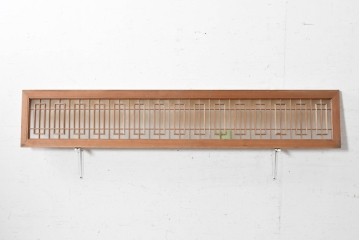 ヴィンテージ建具　昭和中期　片面ガラス　幾何学的な組子意匠が印象的な明かり取り1枚　(R-090713)